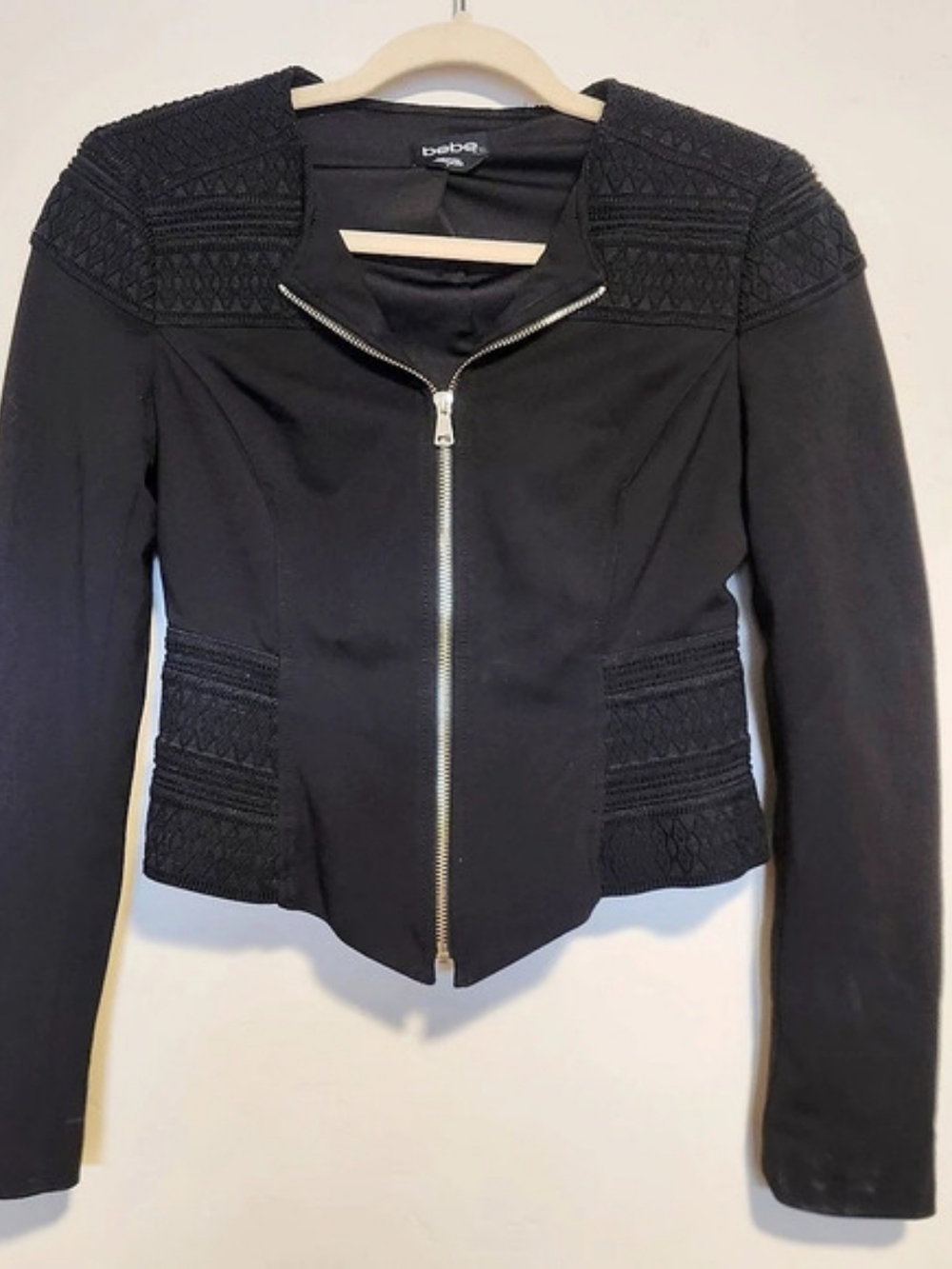 bebe Women's Black Textured Zip Jacket